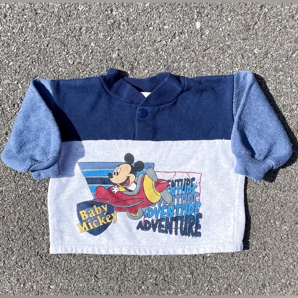 Vtg Baby Mickey Plane Adventure Disney Babies Sweatshirt Youth Size (9M)